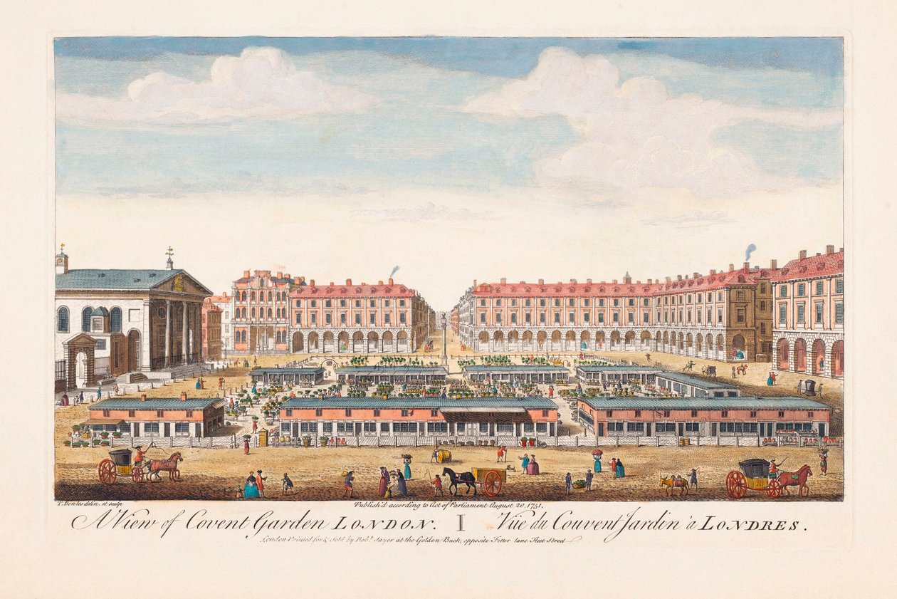 Uma Vista de Covent Garden, Londres de Thomas (after) Bowles