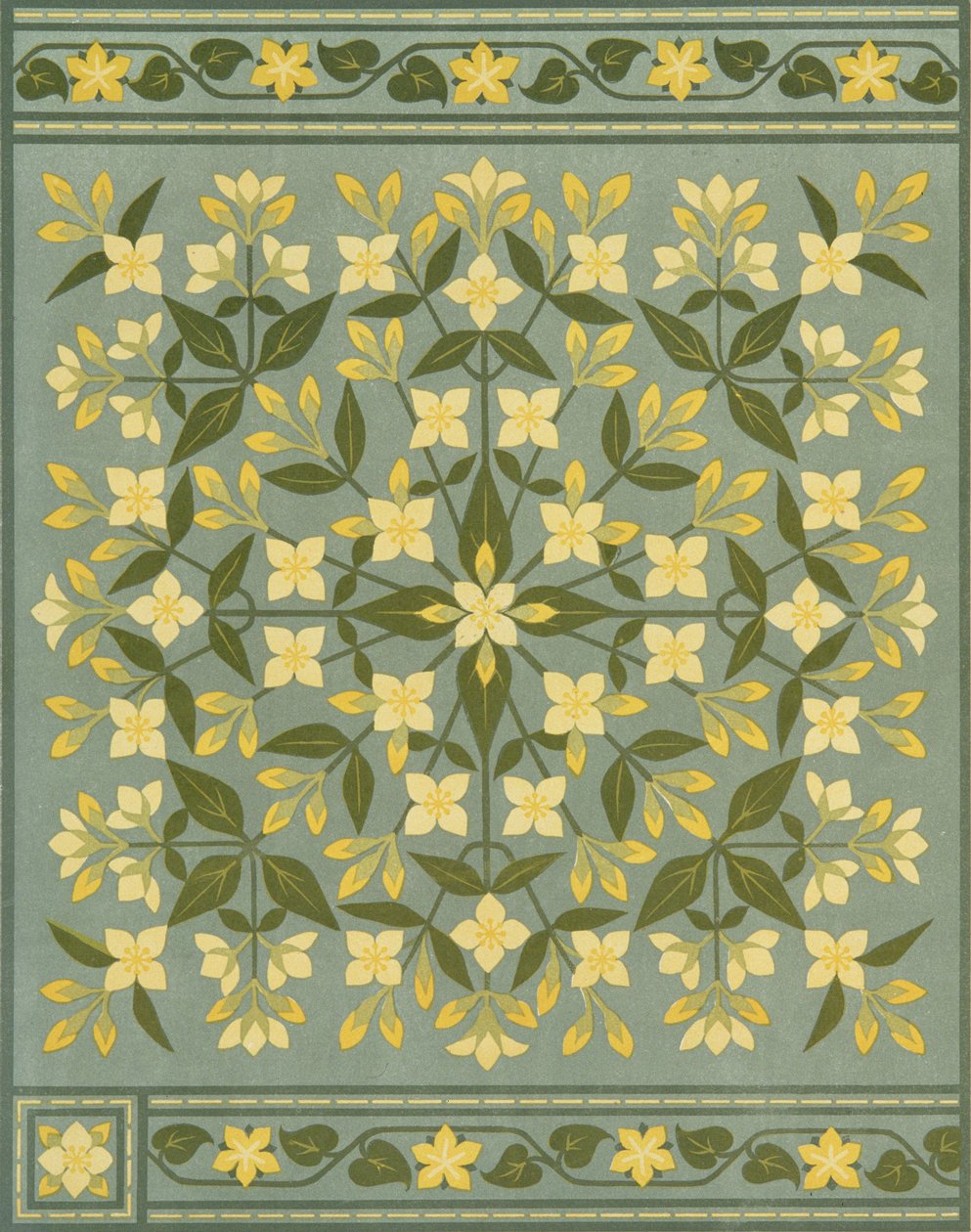 Desenho para uma almofada retirado de "The Art of Embroidery, A Treatise on the Practise of Decorative Needlework" (A arte do bordado, um tratado sobre a prática do bordado decorativo) de Thomas (after) Crane