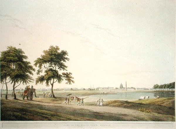 Parte da Cidade Negra, Madras, placa 34 de "Cenário Oriental": Vinte e Quatro Vistas em Hindoostan