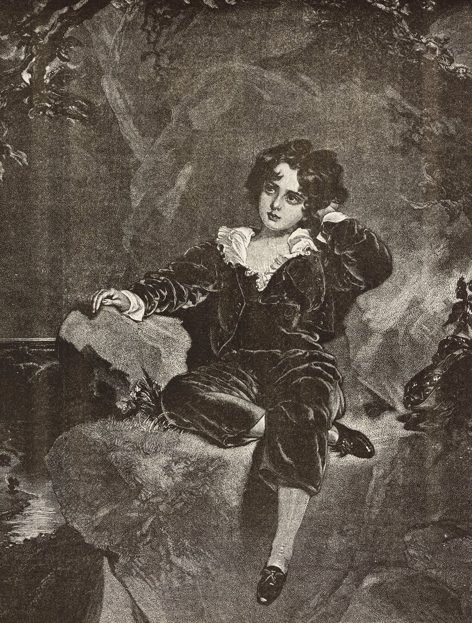 Retrato do Mestre Lambton quando menino, Charles William Lambton, o Menino Vermelho, gravura de uma pintura de Thomas Lawrence de L