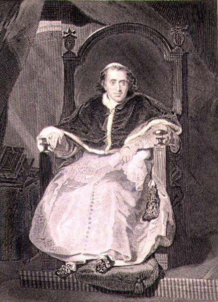 O Pontífice Romano, Pio VII (Luigi Barnaba Chiaramonti) (1742-1823) gravado por Samuel Freeman (1773-1857) pub. por A. Fullarton & Co. (gravura) de Thomas (after) Lawrence