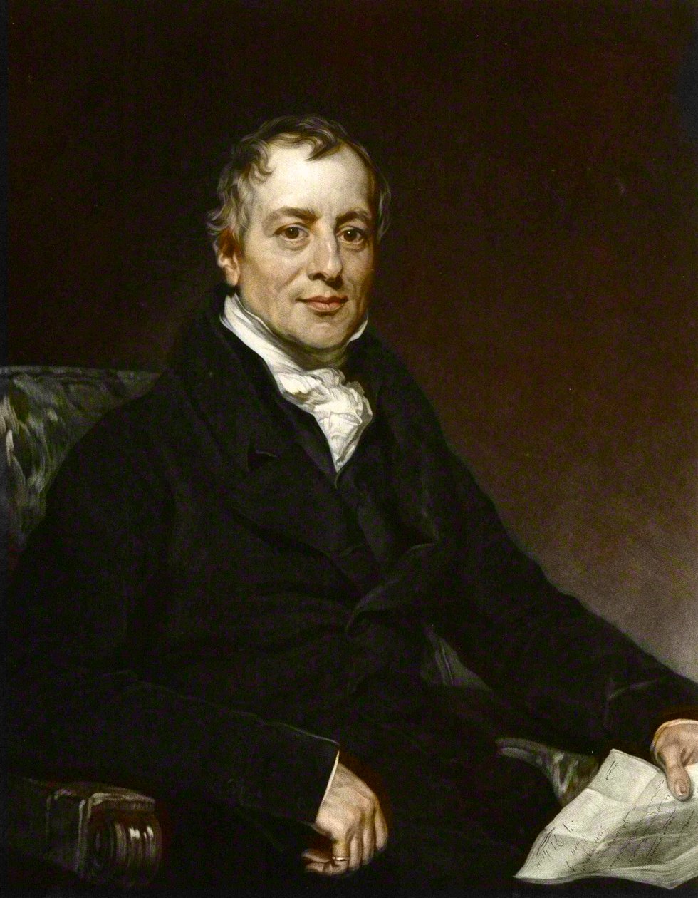 Retrato de David Ricardo - gravura depois de Thomas Phillips - David Ricardo (1772 - 1823), economista britânico de Thomas (after) Phillips