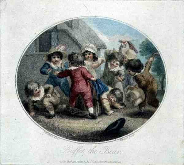 Buffet the Bear, gravado por Charles Knight (1743-c.1826), pub. por J.F. Tomkins de Thomas (after) Stothard