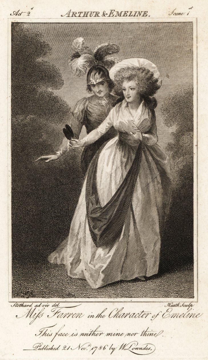 Miss Elizabeth Farren na personagem de Emeline em John Drydens Arthur e Emeline de Thomas (after) Stothard