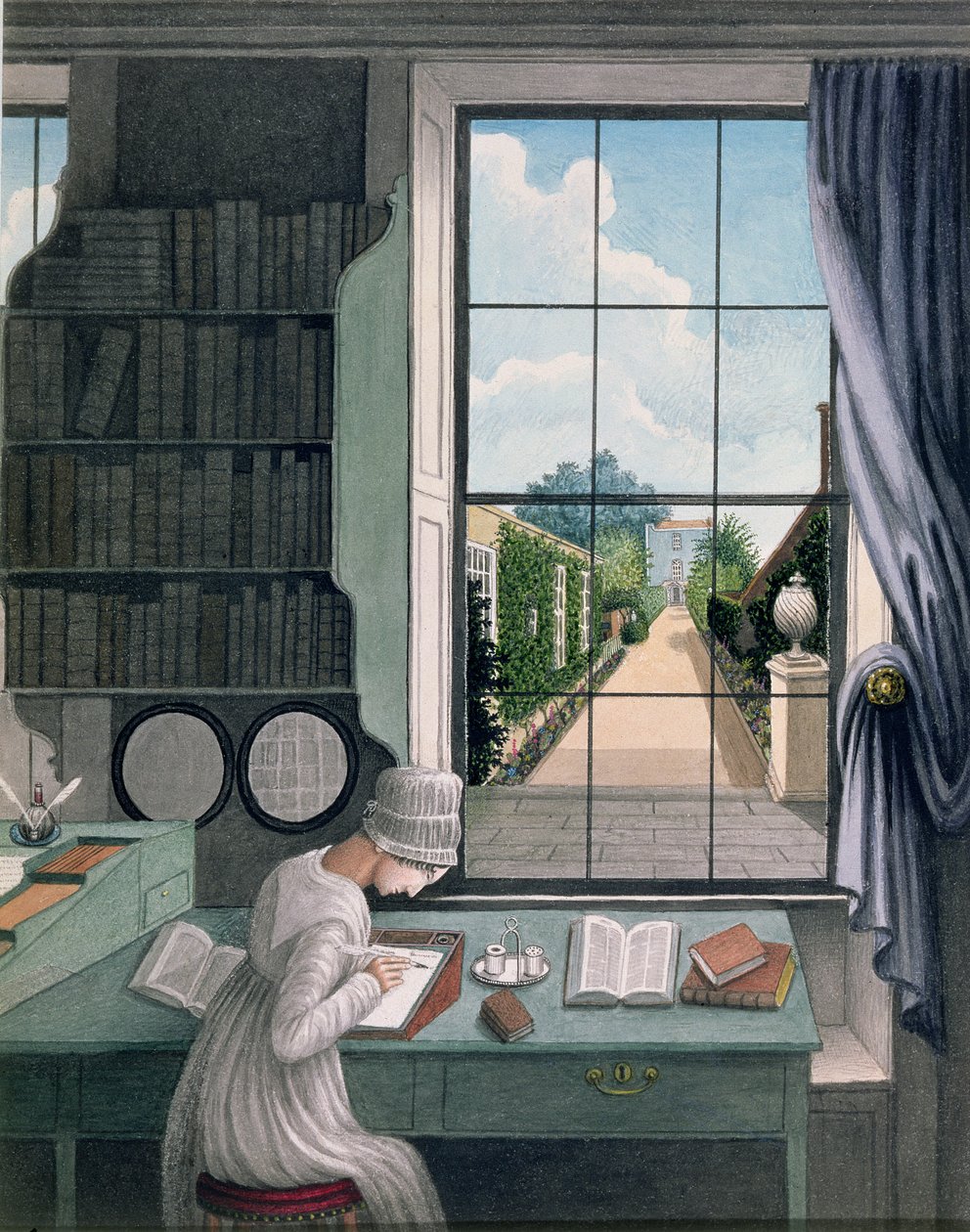 Na Biblioteca, Praça de São Tiago, c.1805-06 (aquarela sobre papel) de Thomas (attr. to) Pole