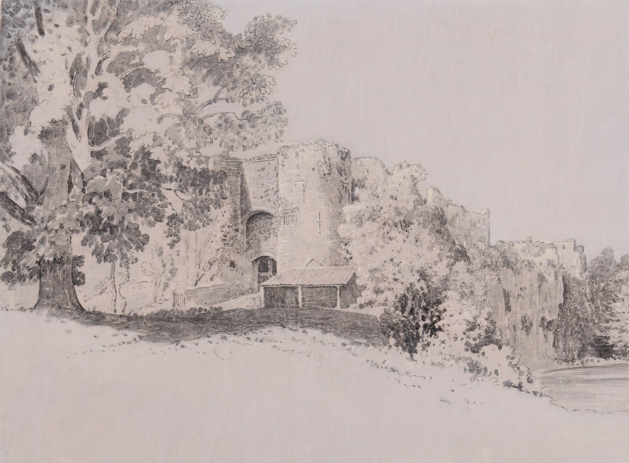 Castelo de Chepstow (caneta, pincel e tinta em um terreno de guache) de Thomas (attr. to) Tudor