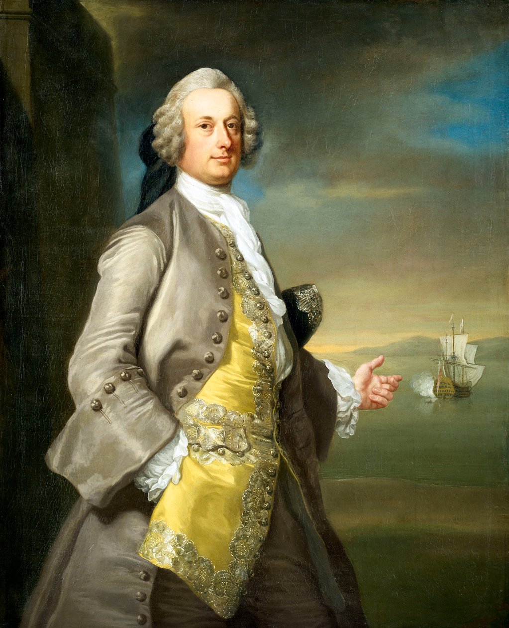 Capitão Richard Chadwick (d.1748) de Thomas (attr.to) Hudson