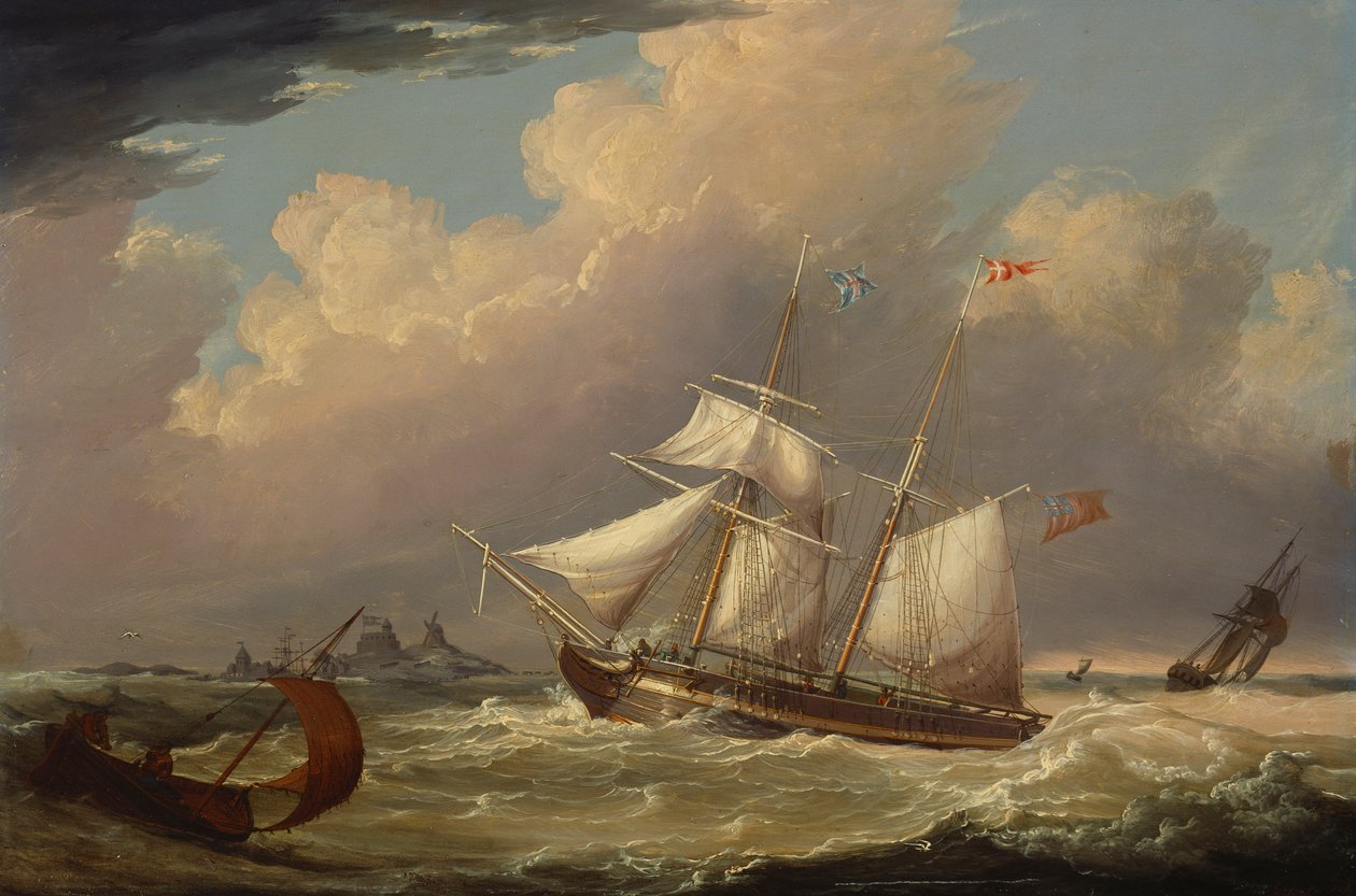 A Brigada Inglesa "O Guia" que entra no rio Elba na Alemanha, 1828 de Thomas A. Binks