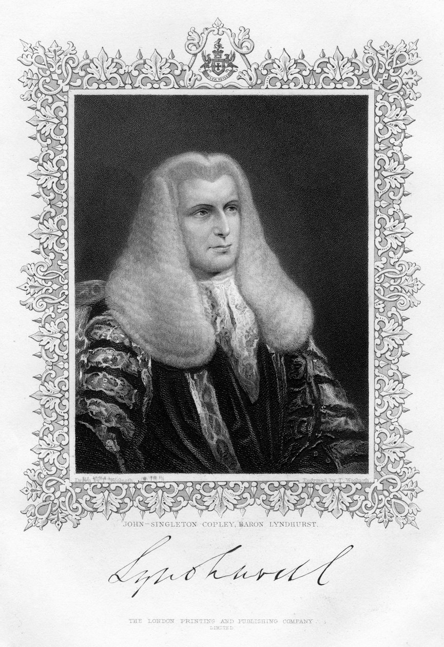 John Singleton Copley 1738-1815, Lord Chancellor britânico e político, século XIX. de Thomas A. Woolnoth
