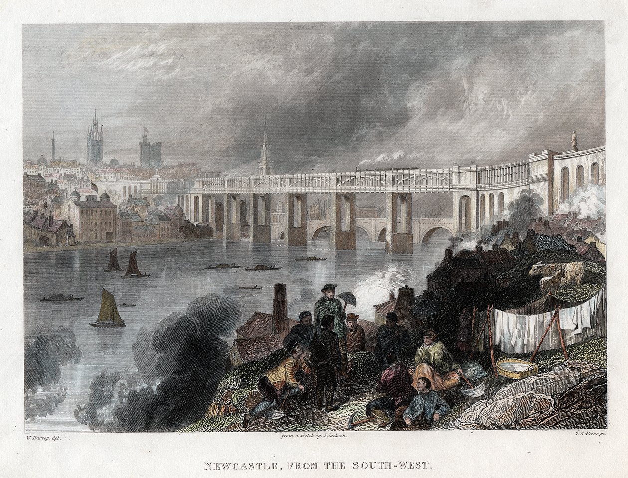 Ponte de alto nível sobre o Tyne em Newcastle, 1849 de Thomas Abiel Prior