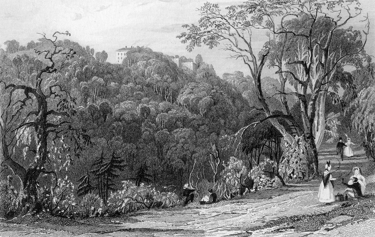 Castelo Eden Hall, Durham, 1833 de Thomas Allom
