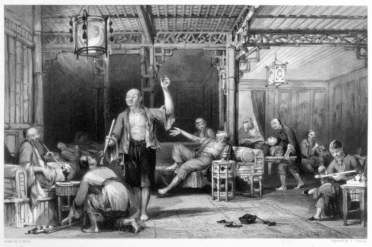 Fumantes de ópio chinês, 1843 de Thomas Allom