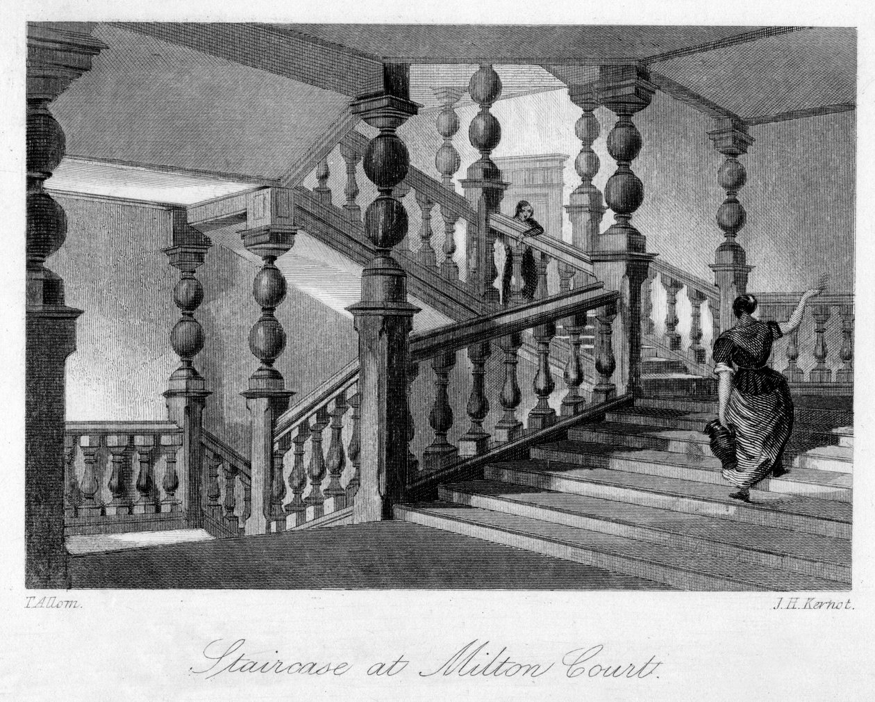 Escadaria em Milton Court, perto de Dorking, Surrey, século XIX. de Thomas Allom