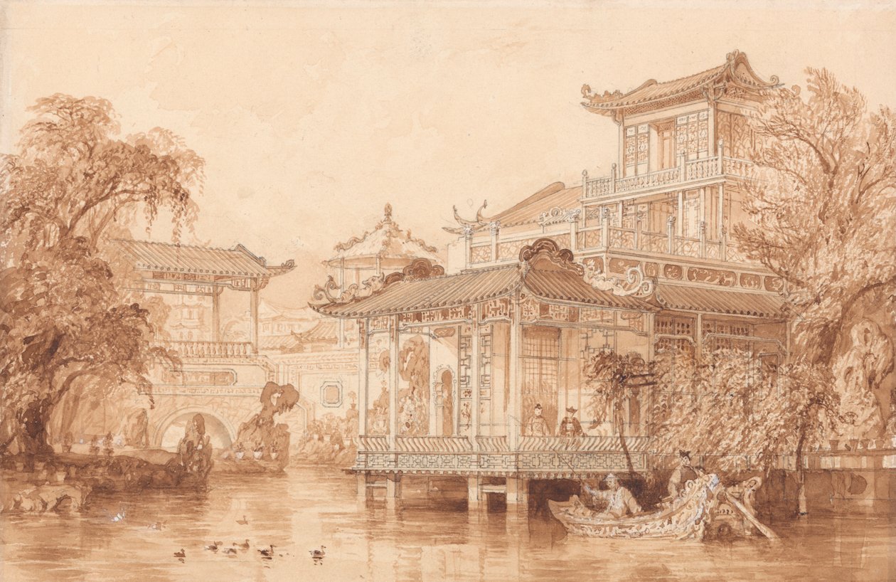 A Casa de um Comerciante Chinês perto de Cantão de Thomas Allom