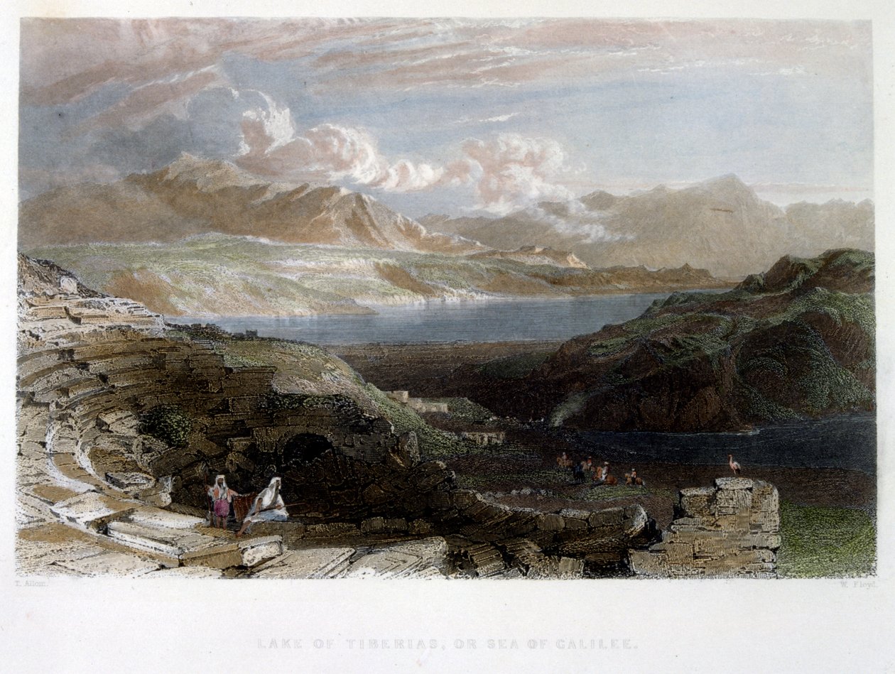 Tibério (Galiléia), na Palestina. c. 1837 (aquarela) de Thomas Allom