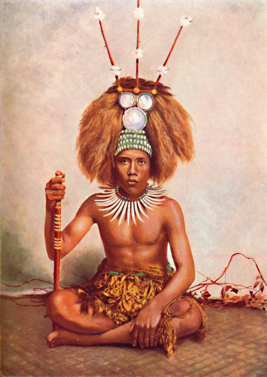 Um chefe samoano em traje cerimonial completo, 1902 de Thomas Andrew