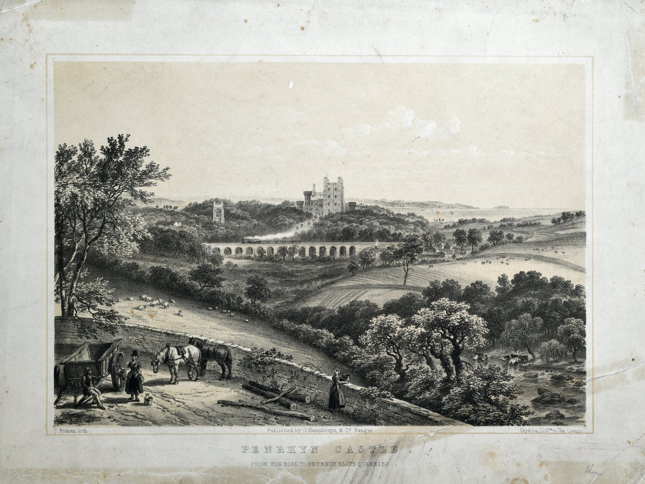 Penrhyn Castle, c.1850 (litografia a cores sobre papel) de Thomas Ashburton Picken