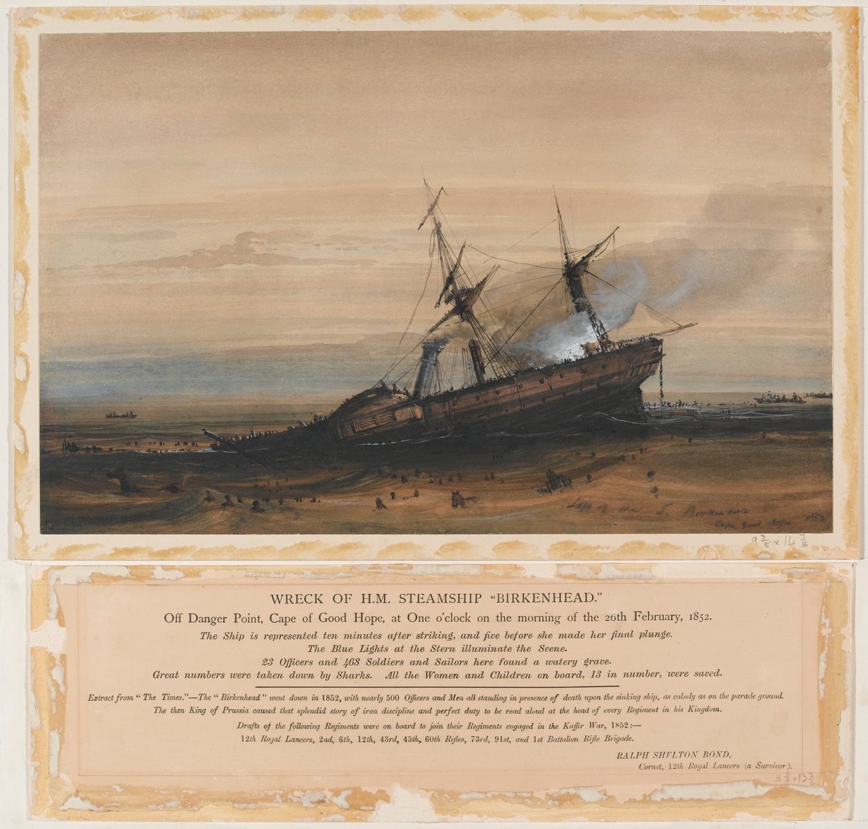 Naufrágio do HM Steamship Birkenhead (aguarela) de Thomas Baines