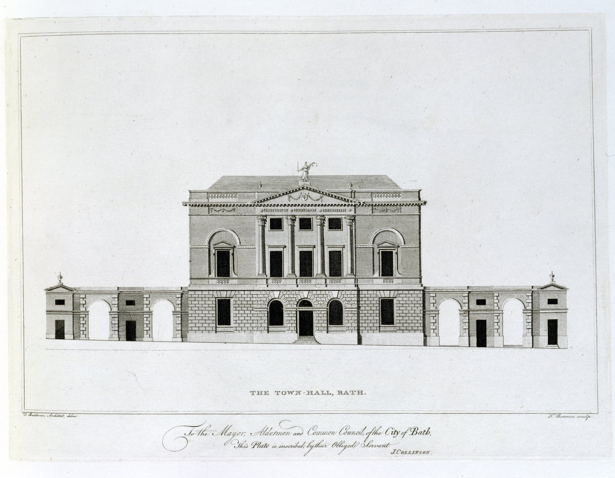 A Câmara Municipal, Bath, gravada por T. Bonnor de Thomas Baldwin