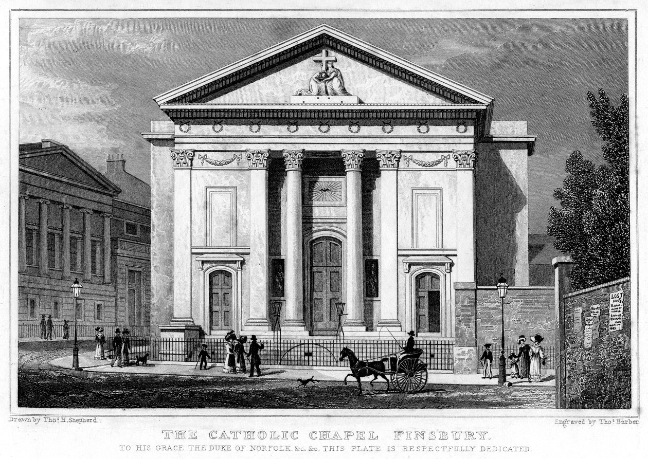 A capela católica, Finsbury, Londres, 1827. de Thomas Barber
