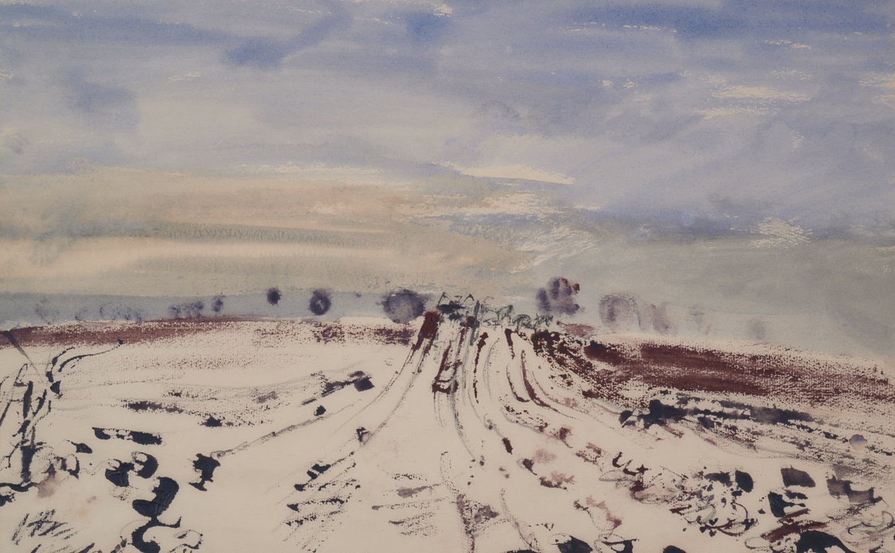 A pista da quinta na neve, século XX (aguarela) de Thomas Barclay Hennell
