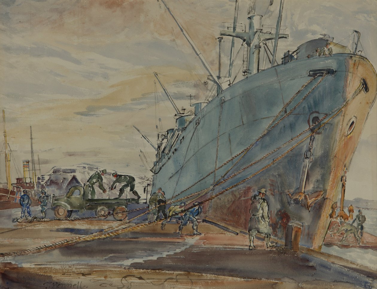 Navio U S Liberty (aguarela sobre papel) de Thomas Barclay Hennell