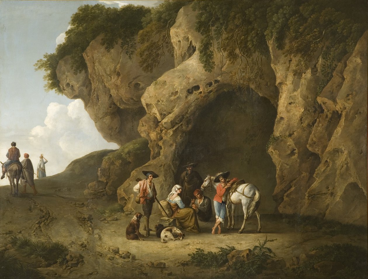 Cena de Cavernas perto de Subiaco, com Números de Thomas Barker