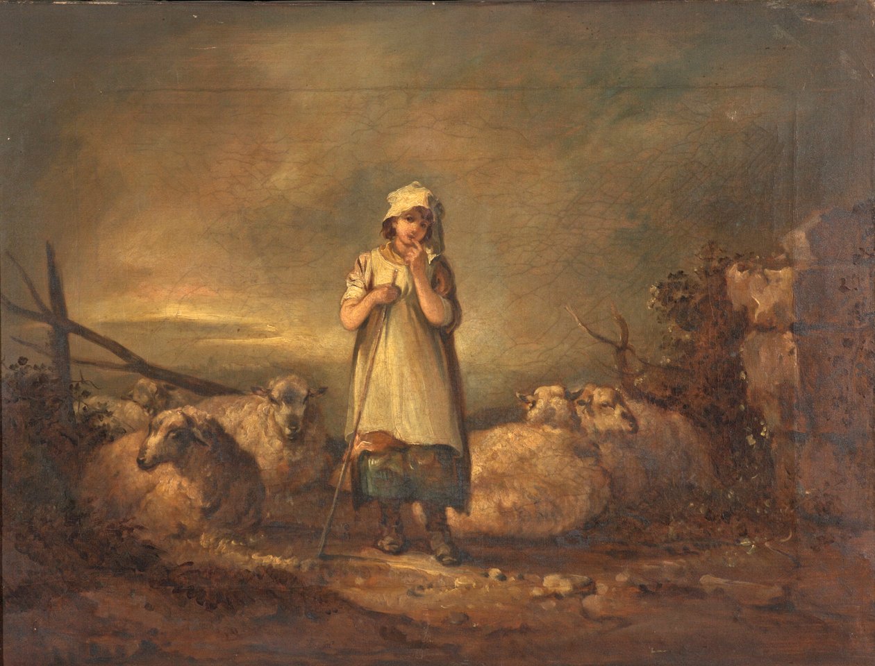 Menina de Gloucestershire que mantem carneiros de Thomas Barker of Bath
