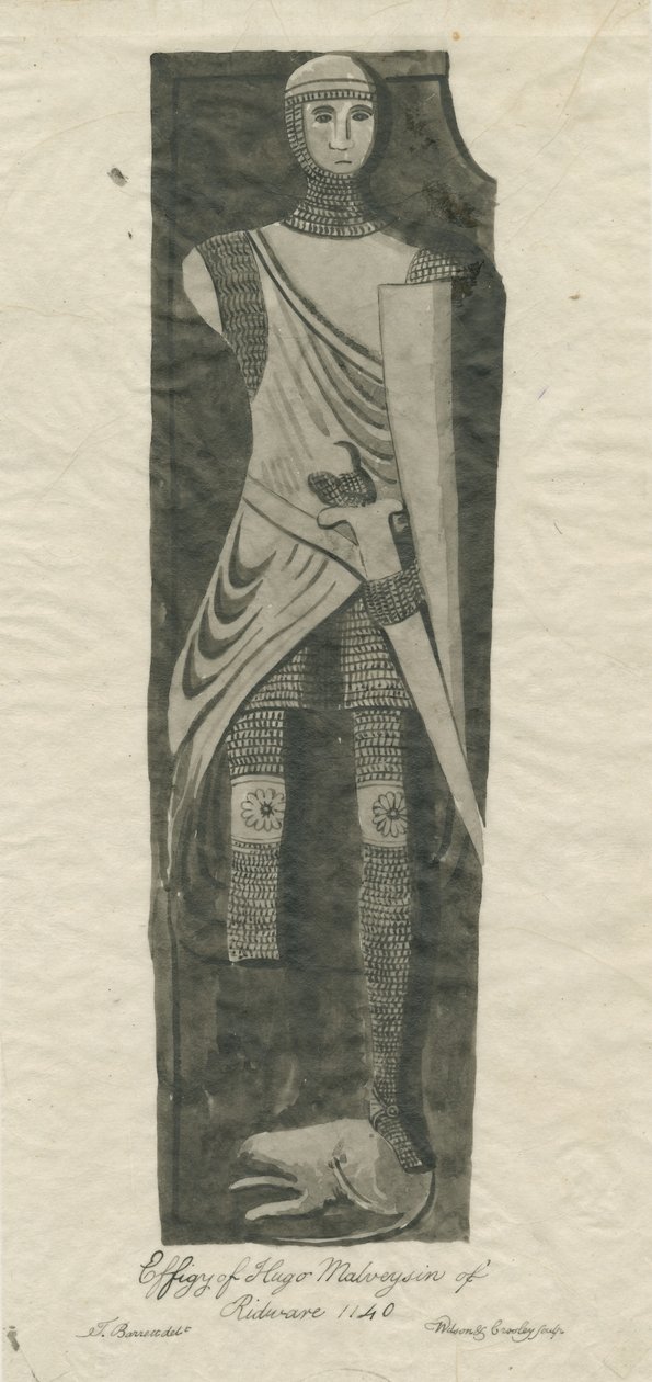 Mavesyn Ridware - Tumba de Hugo Mavesyn: sépia e traçado de tinta, nº [ Final do século XVIII] de Thomas Barrett