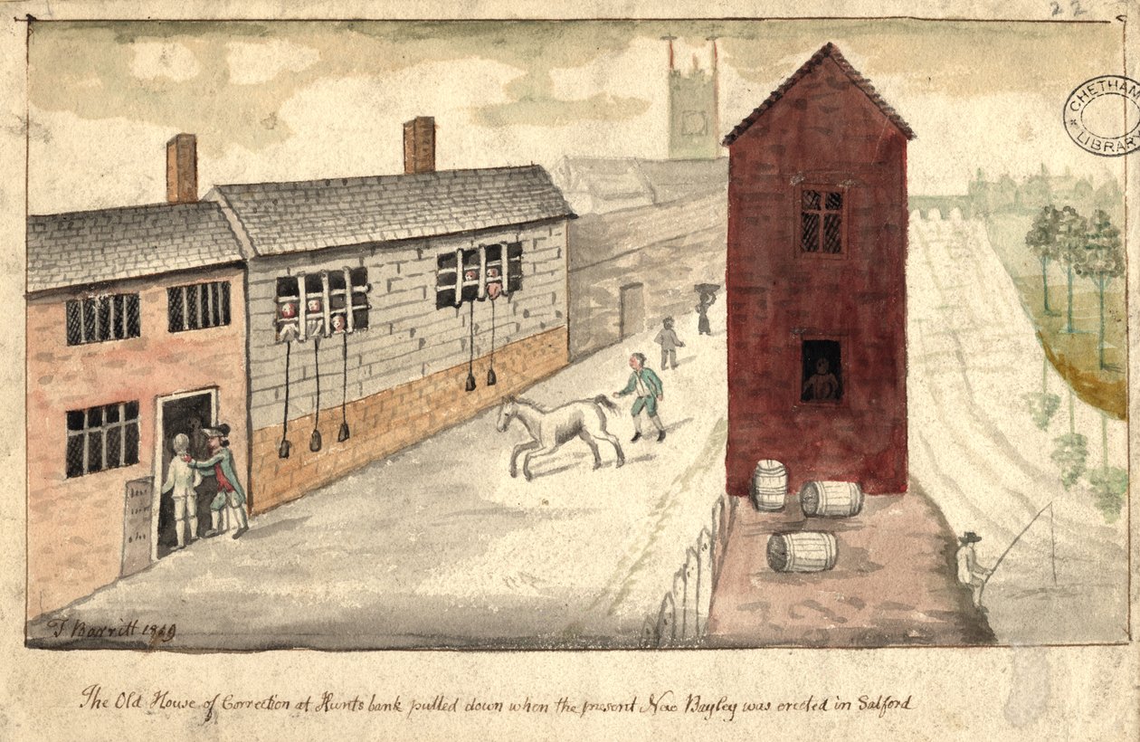Casa da Correção, Manchester, 1819 (caneta e tinta no papel) de Thomas Barritt