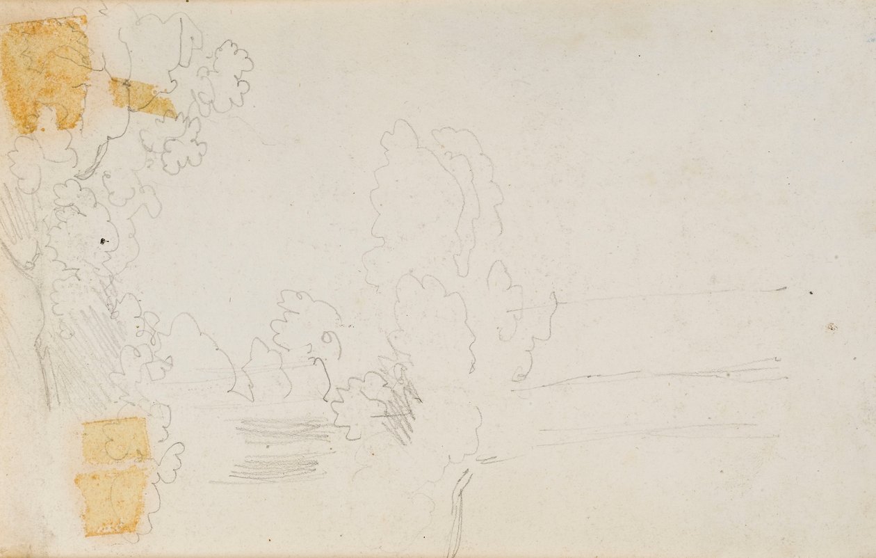 Uma paisagem e árvores (verso) de Thomas Baxter