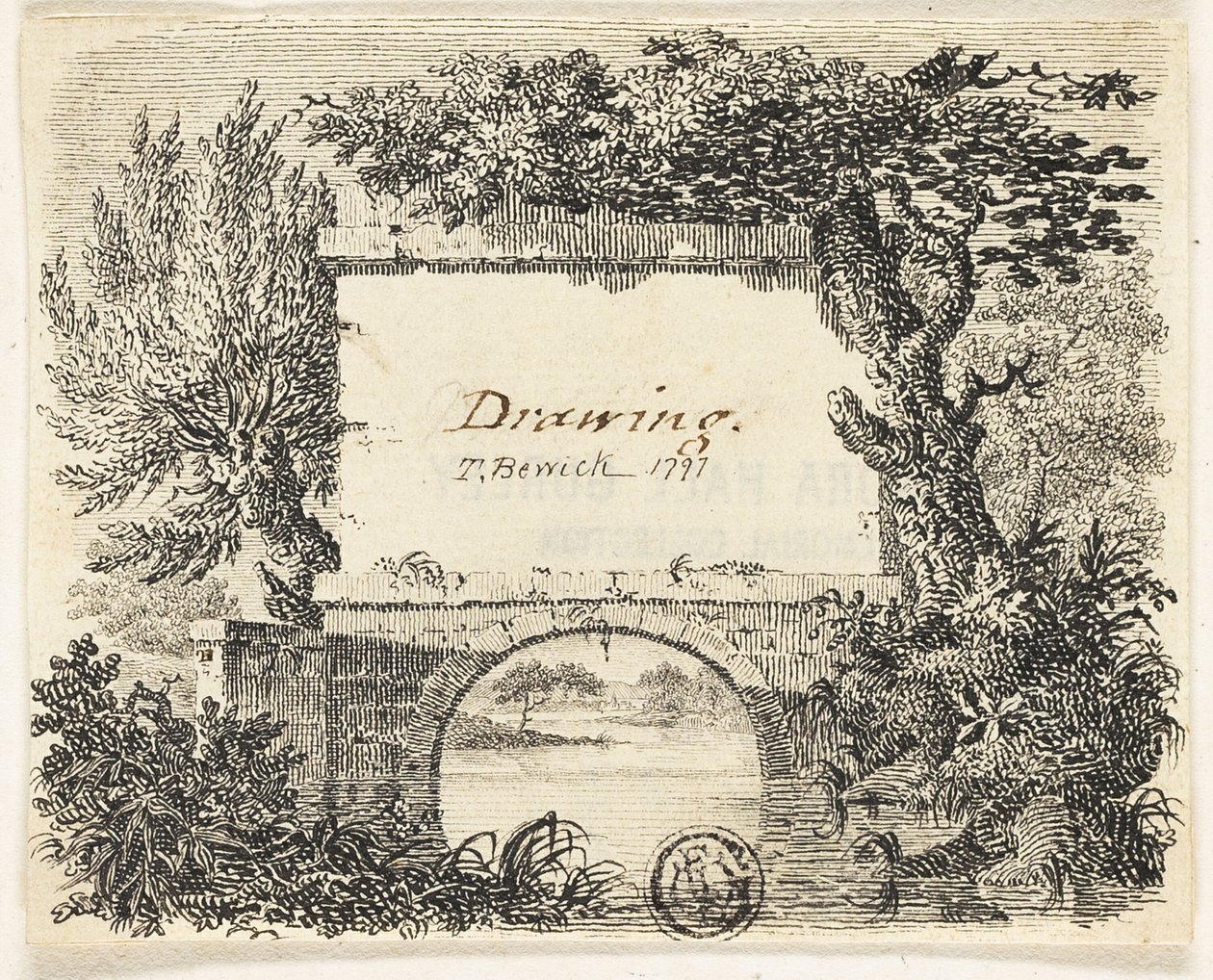 Vinheta com árvores de ponte de Thomas Bewick