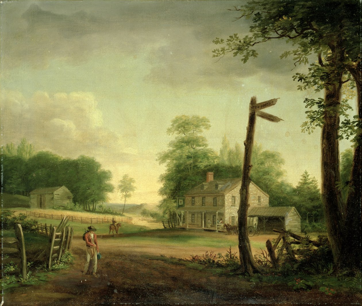 Wayside Inn na rota para Filadélfia de Thomas Birch