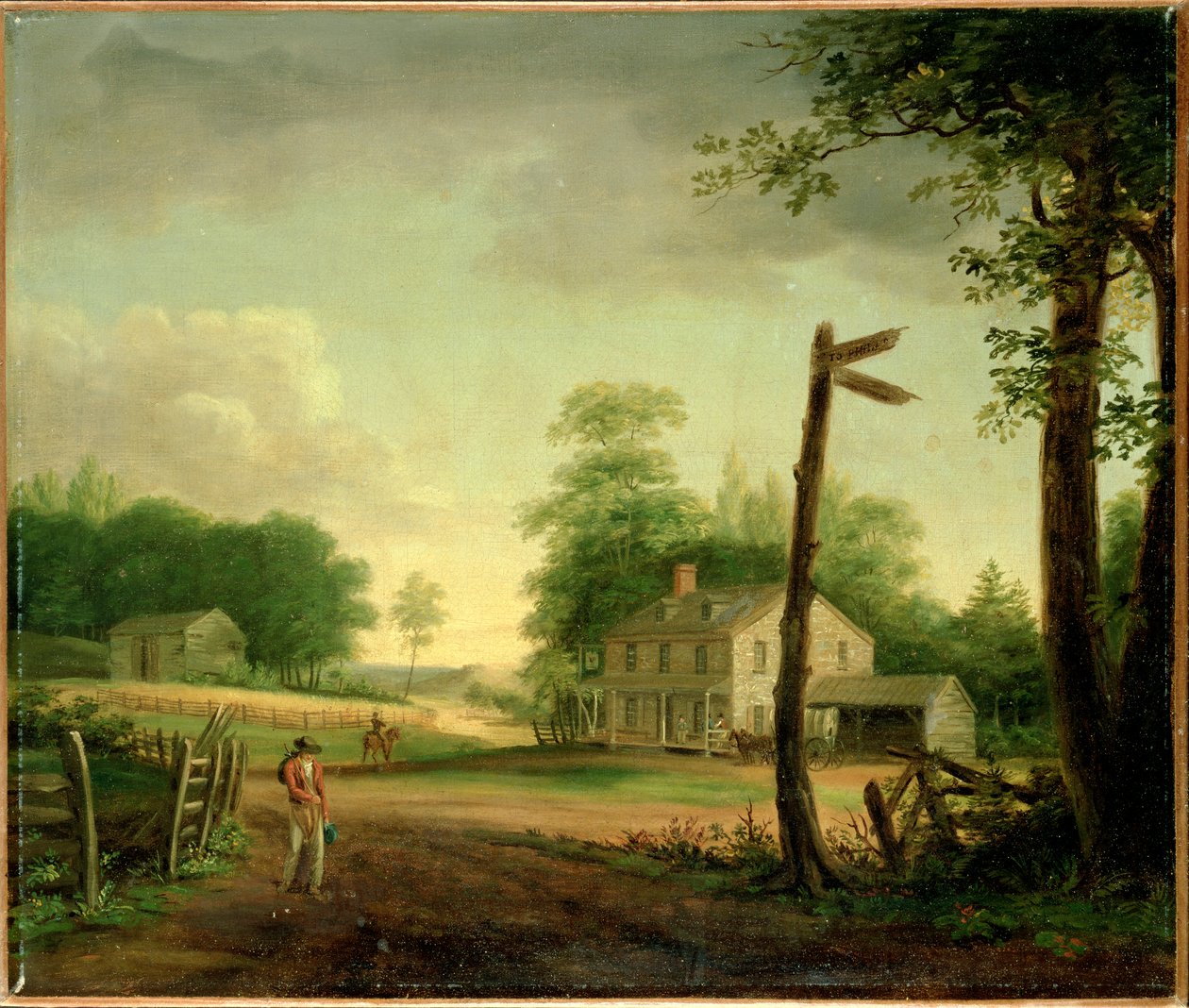 Wayside Inn na rota para Filadélfia de Thomas Birch
