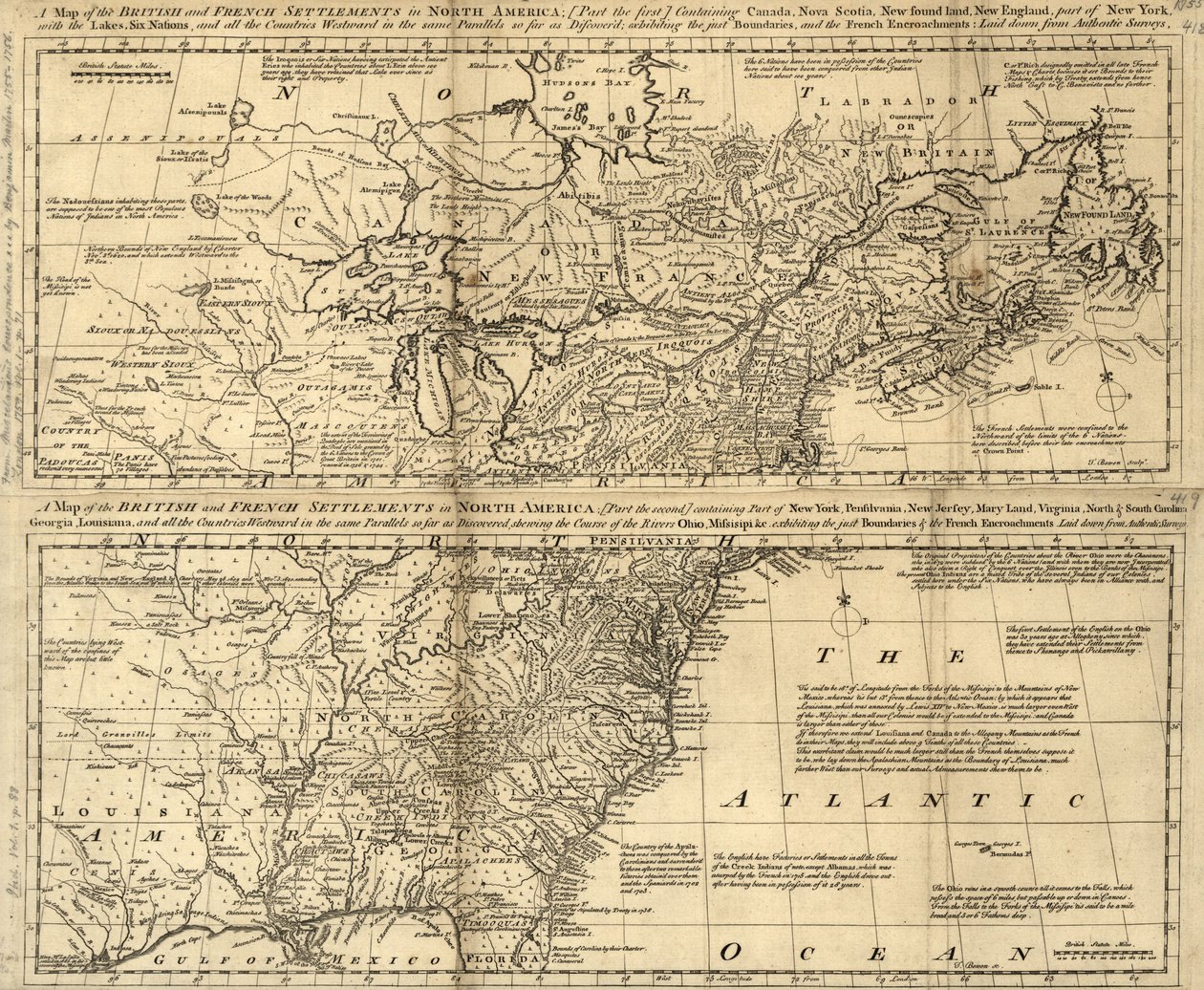 Um mapa das colónias britânicas e francesas na América do Norte LOC 2003623385 de Thomas Bowen