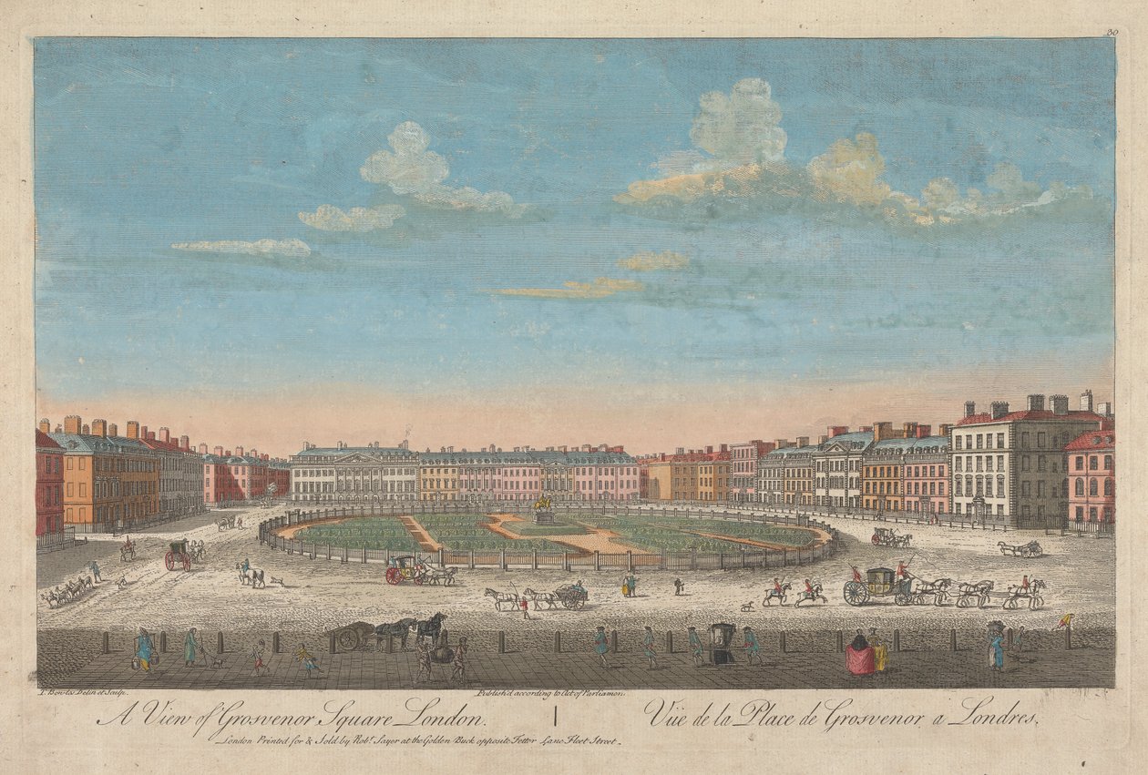Uma Vista da Grosvenor Square, Londres de Thomas Bowles