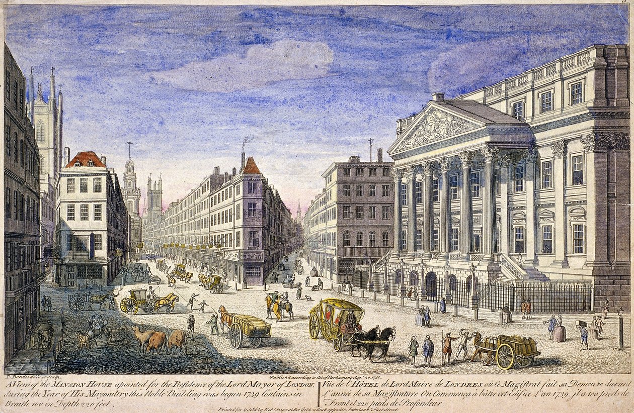Exterior da Mansion House, Londres, 1751 de Thomas Bowles