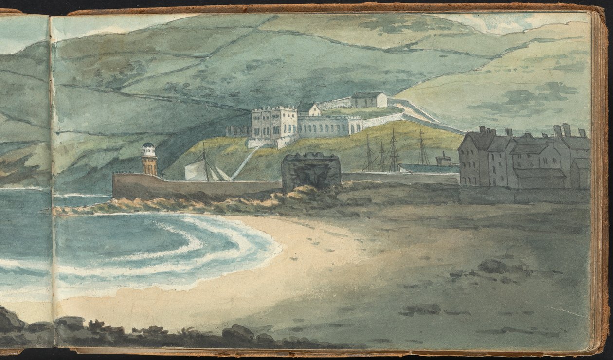 Álbum de Estudos da Paisagem e das Figuras: Um Porto Desolado Cercado por Mouros de Thomas Bradshaw