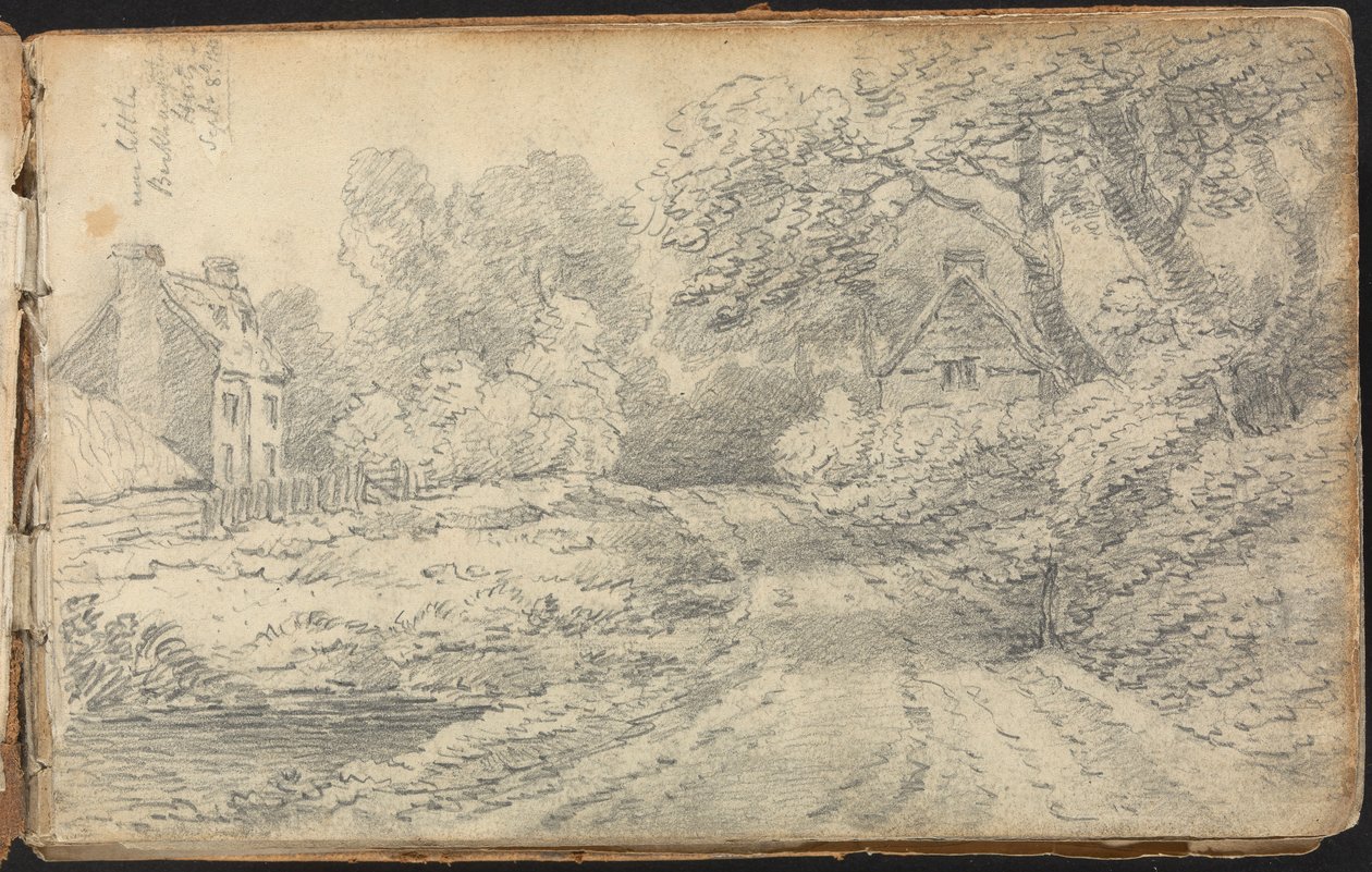 Álbum de Estudos da Paisagem e das Figuras: Uma estrada perto de Berkhampstead, Hertfordshire. 8 de Setembro, 1811 de Thomas Bradshaw