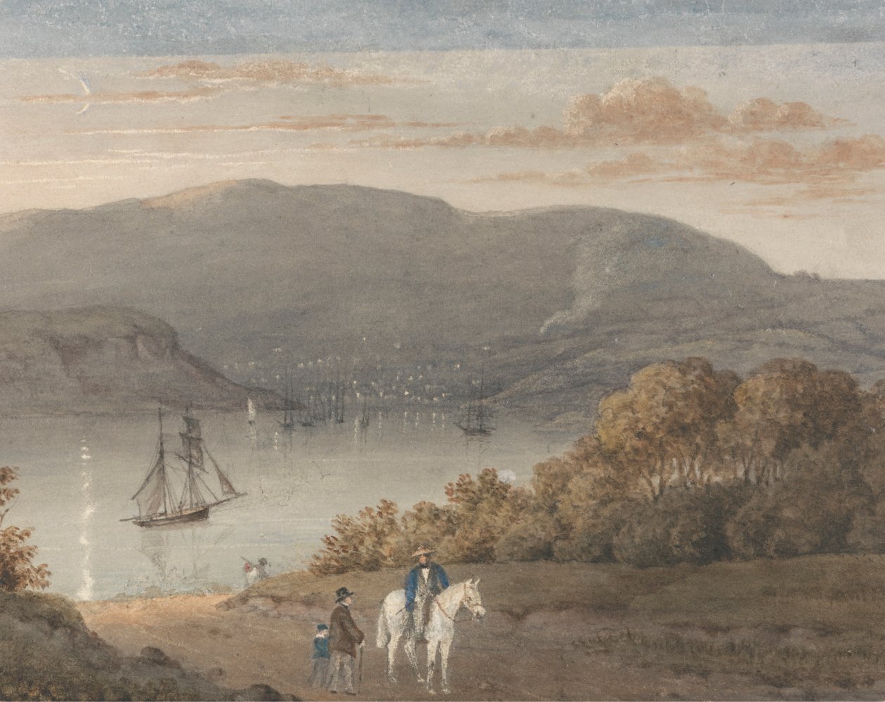 Port Louis de La Petite Montagne (Crepúsculo) com um Cavaleiro e Números em Primeiro Plano de Thomas Bradshaw