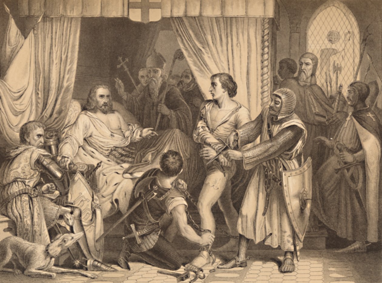 Richard Lion Coração Perdoa Bertrand De Gurdun, 1886 de Thomas Brown