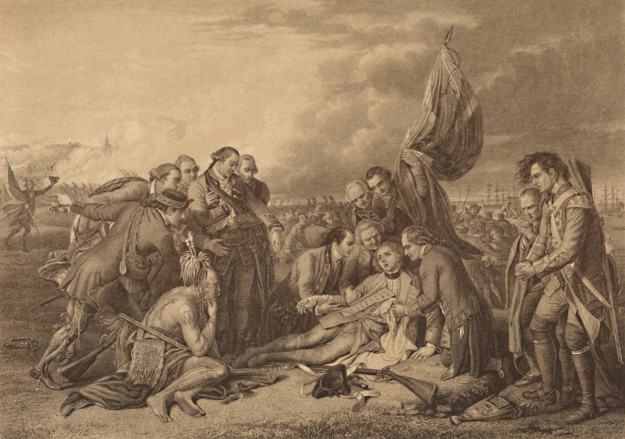 A morte do general Wolfe nas colinas de Abraão, Quebec, 13 de setembro de 1759, 1886 de Thomas Brown