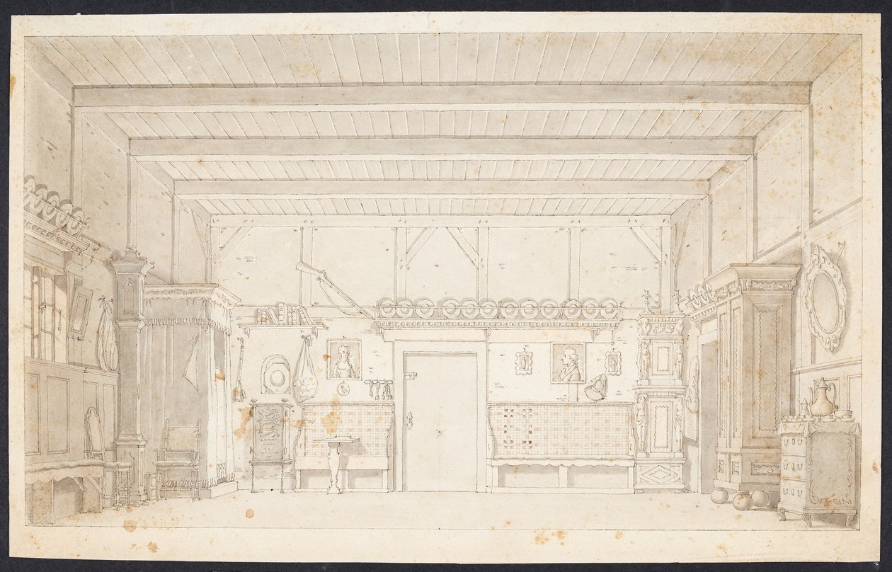 Uma casa de fazenda. Projeto de decoração para o "Casamento de Pedro" de Schulz e Thaarup de Thomas Bruun