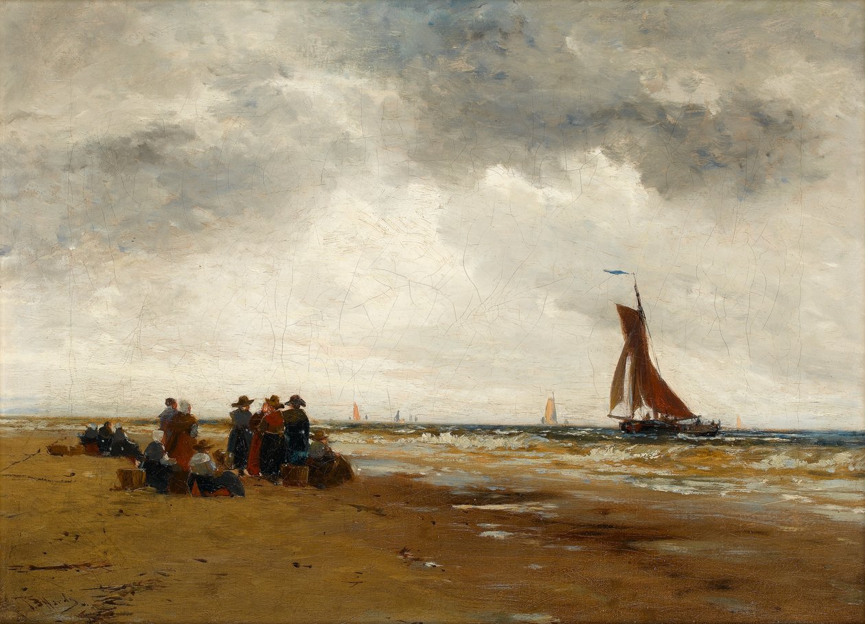 Esperando o retorno dos barcos de pesca, Holanda de Thomas Bush Hardy