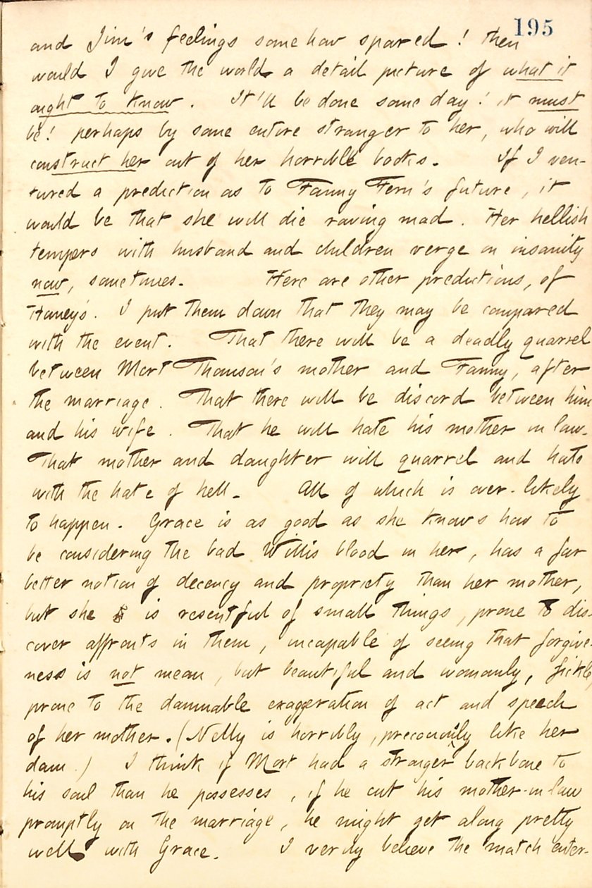 Descreve uma conversa com Jesse Haney sobre Fanny Fern e suas filhas. Transcrição de Thomas Butler Gunn