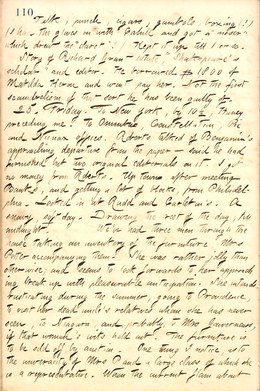 Diários de Thomas Butler Gunn - Volume 10, página 123, 24-25 de Fevereiro de 1859 de Thomas Butler Gunn