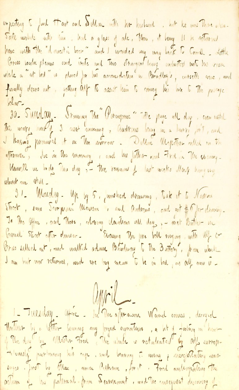 Diários de Thomas Butler Gunn - Volume 2, página 70, 29 de março a 1 de abril de 1851 de Thomas Butler Gunn