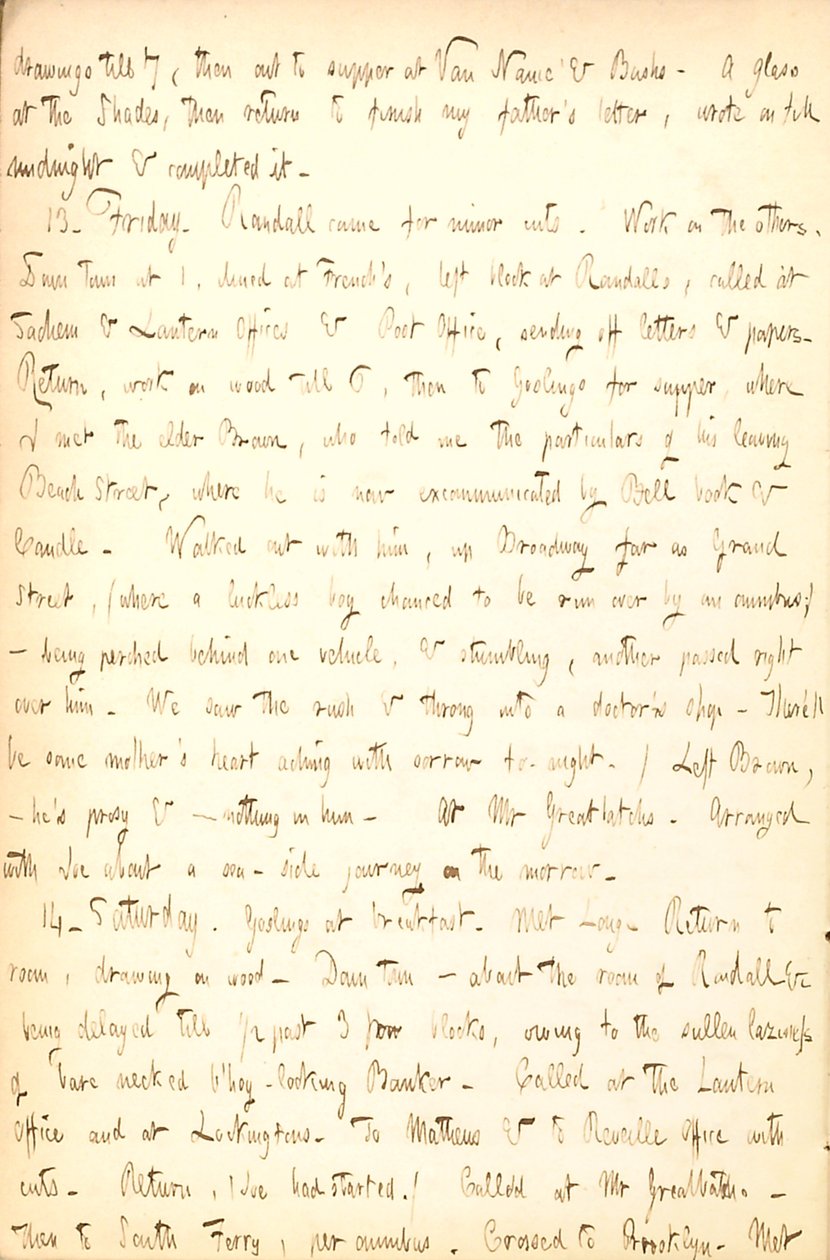 Diários de Thomas Butler Gunn - Volume 5, página 16, 12-14 de agosto de 1852 de Thomas Butler Gunn