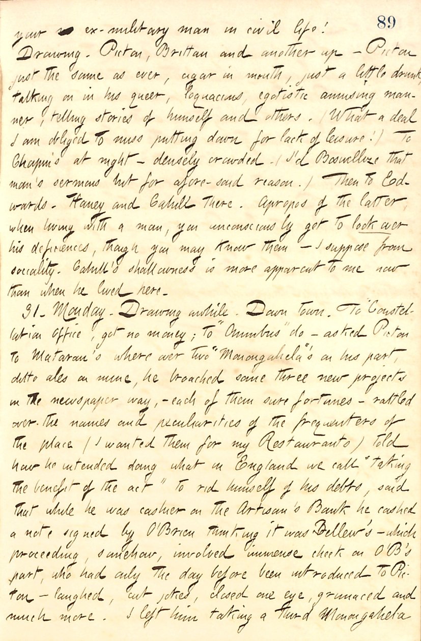 Thomas Butler Gunn Diaries: Volume 10, página 101, 30-31 de janeiro de 1859 de Thomas Butler Gunn