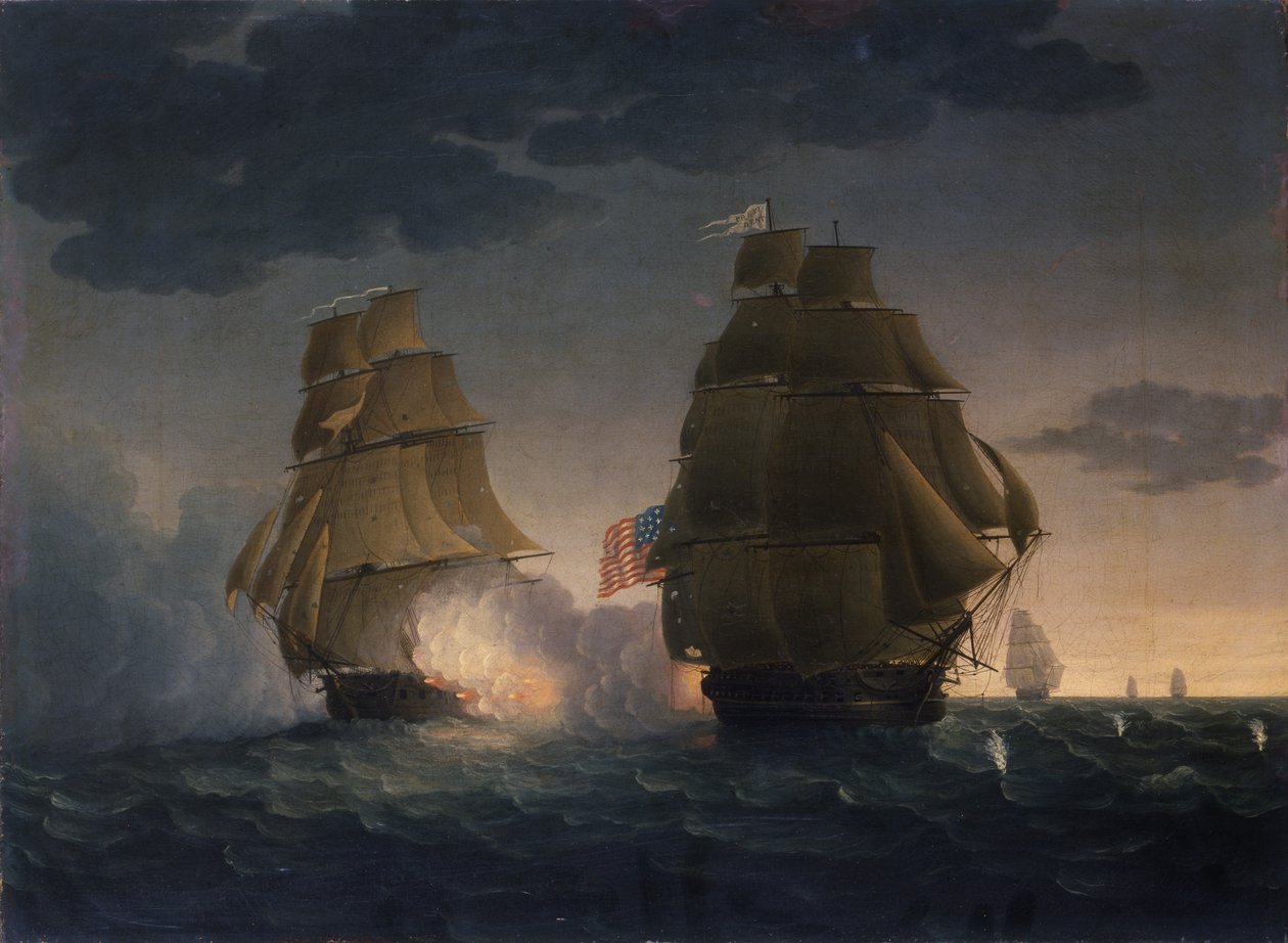 Escape de HMS Belvidera do Presidente da Fragata dos EUA, 1815 de Thomas Butterworth
